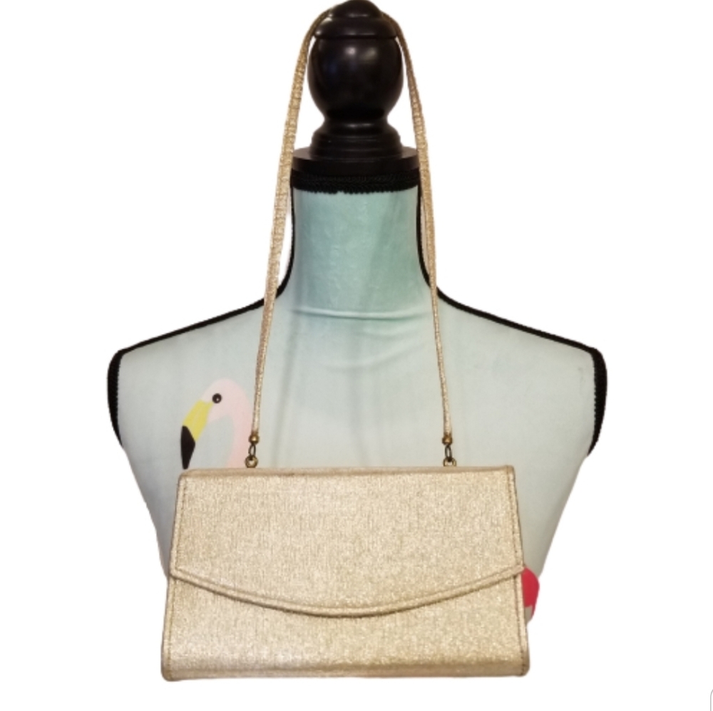 Gold Metallic Vintage 1950s Envelop Clutch Handbag